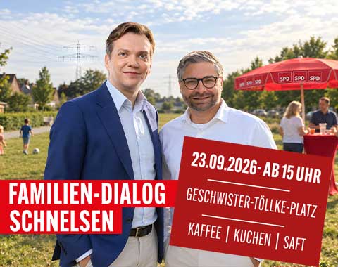 Familien-Dialog am 23. September 2026 ab 15 Uhr auf dem Geschwister-Töllke-Platz in Schnelsen, mit Kaffee, Kuchen und Saft.